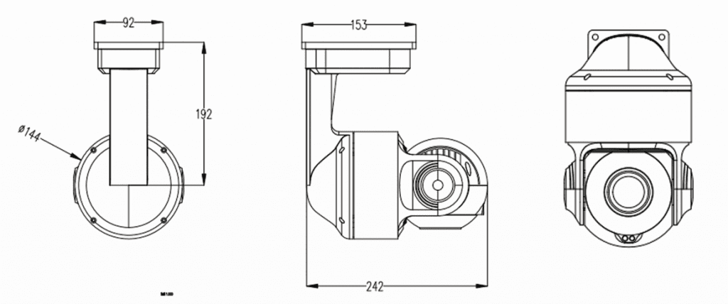 5 Inch 2MP Mini 20X IP PTZ Camera Dimension