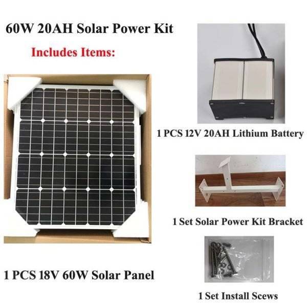 60W 20AH Solar Power Kit Accessories