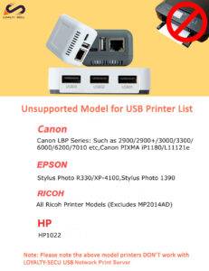 LOYALTY-SECU USB Network Print Server 3 Ports WiFi For Multiple