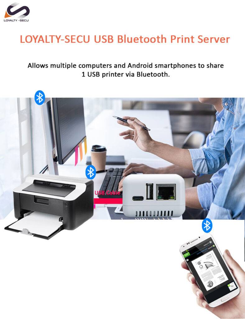 Wireless Bluetooth Printer Adapter Print Server | Loyalty-secu