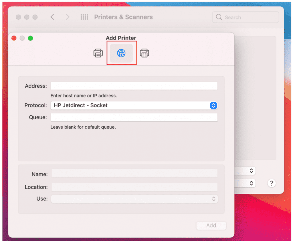 Steps for MAC system to add the printer4