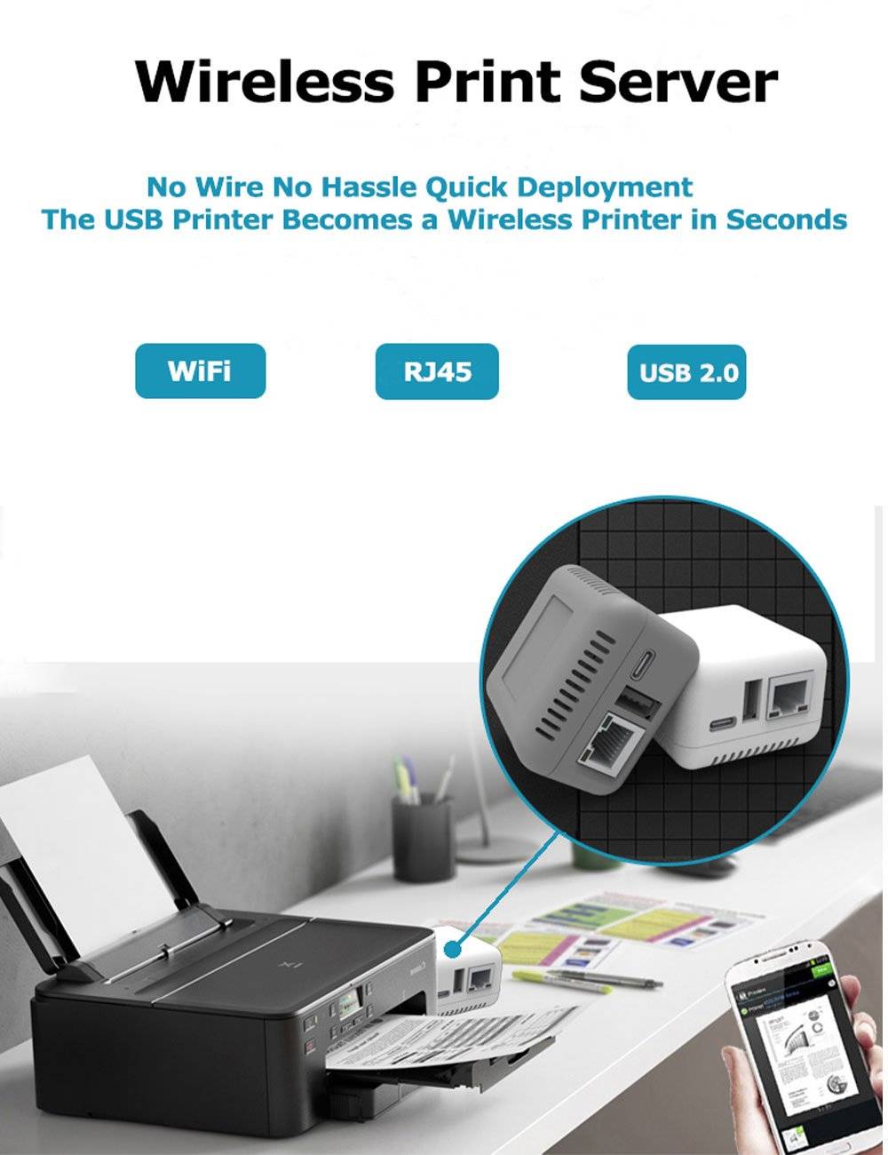 WiFi Wireless USB Print Server Loyaltysecu