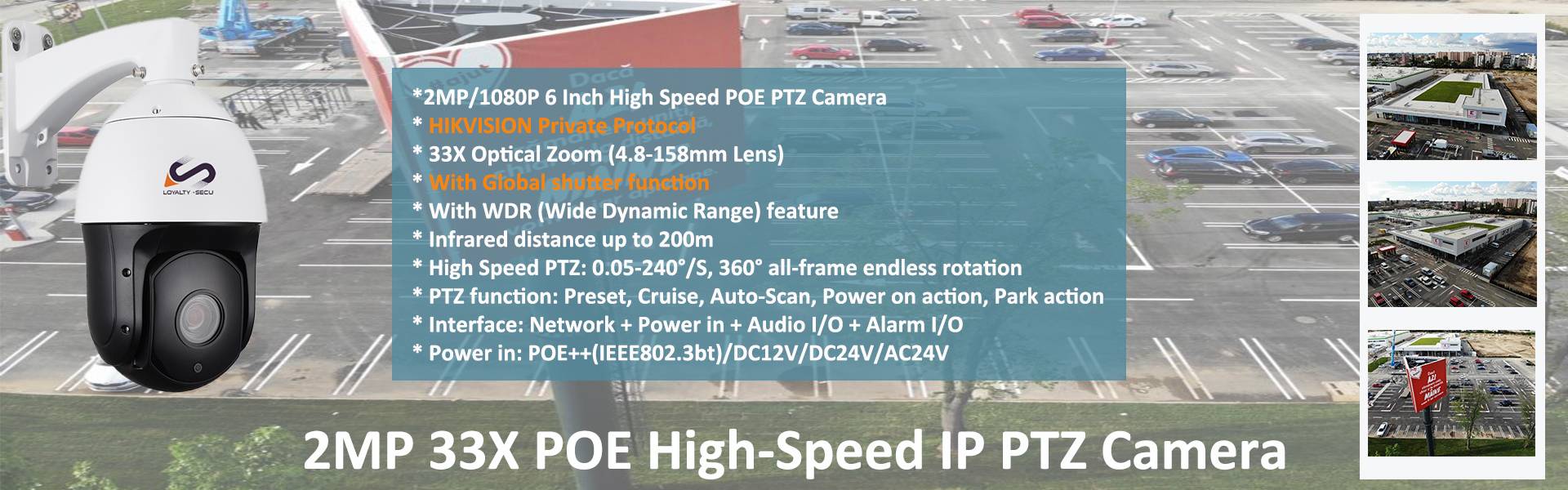 LOYALTYSECU 6Inch High Speed 33X PTZ POE IP Camera Global Shutter