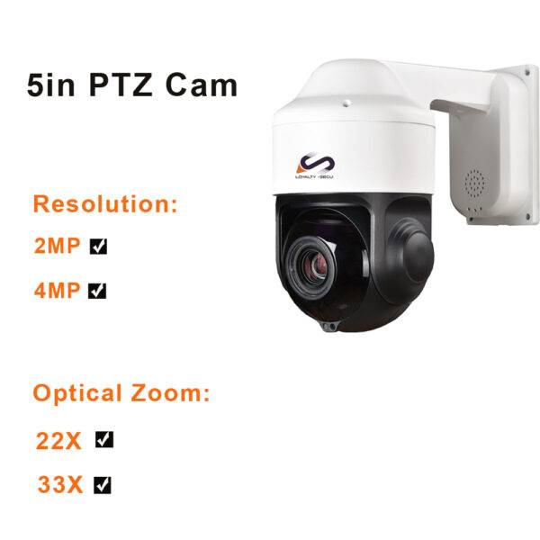 5-Inch Smart AI PTZ Network Camera | 2MP/4MP, 22X/33X Zoom, 150M IR, Auto Tracking | LOYALTY-SECU