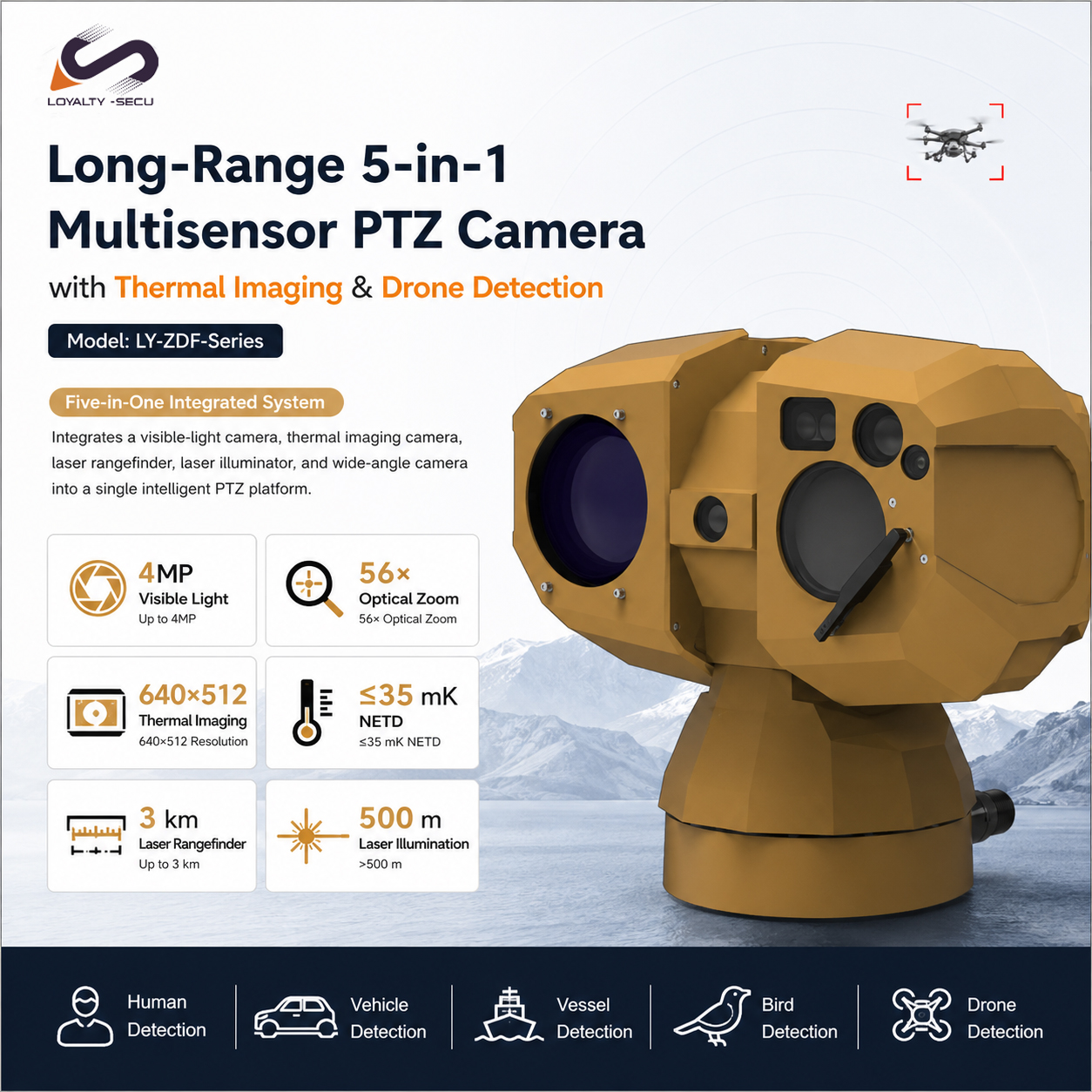 Long-Range 5-in-1 Multisensor PTZ Camera with Thermal Imaging & Drone Detection - Image 7